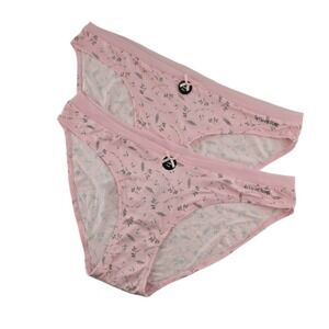 NWT La Vie En Rose 2 Women's Light Pink Floral Soft Bikini Panties Size L